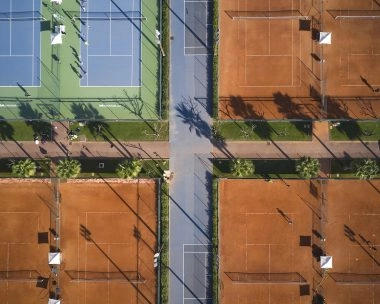 aerial view clay tennis court academy mouratoglou